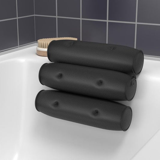 RelaxTub® Badkussen - Nekkussen Bad - Badkussens voor in Bad - 6 Sterke Zuignappen - Anti Slip - Waterdicht - Hoofdsteun Bad - Voor Hoofd, Nek en Schouders - Badkussen Zwart