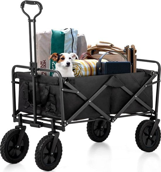 Avalo Bolderkar XL - Opvouwbaar - Tot 110KG - 91x51x59 CM - 120L - 360º Wielen - Zwart