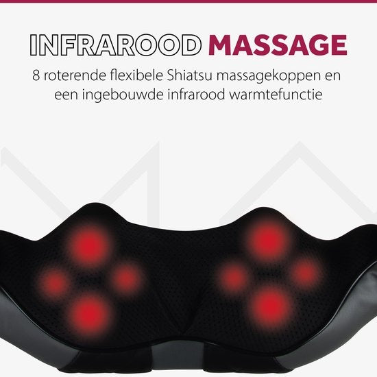 Northwall Shiatsu Massagekussen - Nekmassage apparaat - Infrarood Warmtefunctie - Massage Kussen met Luxe Draagtas
