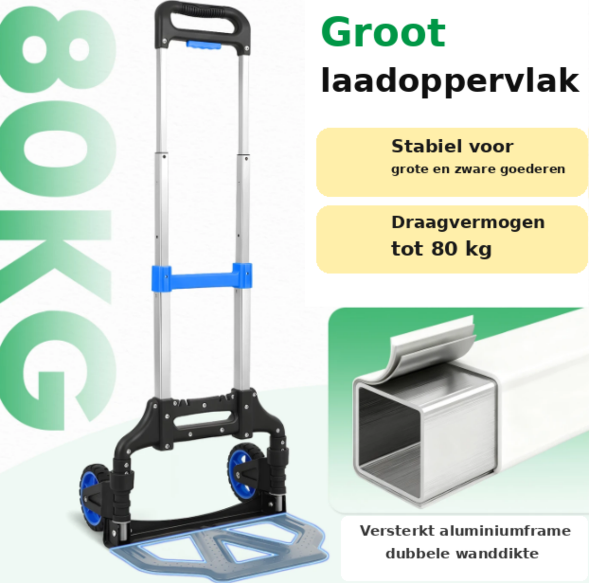 Sekey Inklapbare Steekwagen Aluminium - 80kg Draagvermogen - 3,5kg