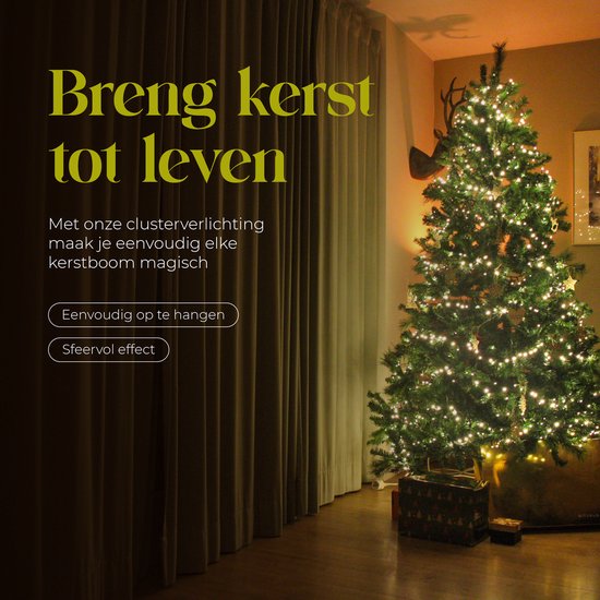 Giftmas Kerstboomverlichting - Kerstverlichting Buiten - 9M Clusterverlichting - 450 Warm Witte LED’s - Binnen en Buiten - Warme Sfeerverlichting