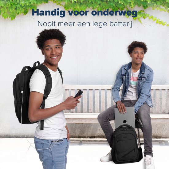 TRVLMORE Rugzak met Levenslange - Rugtas met 15,6 Inch Laptopvak - Schooltas - Spatwaterdicht - Heren en Dames - Jongens en Meisjes - 28L - Zwart