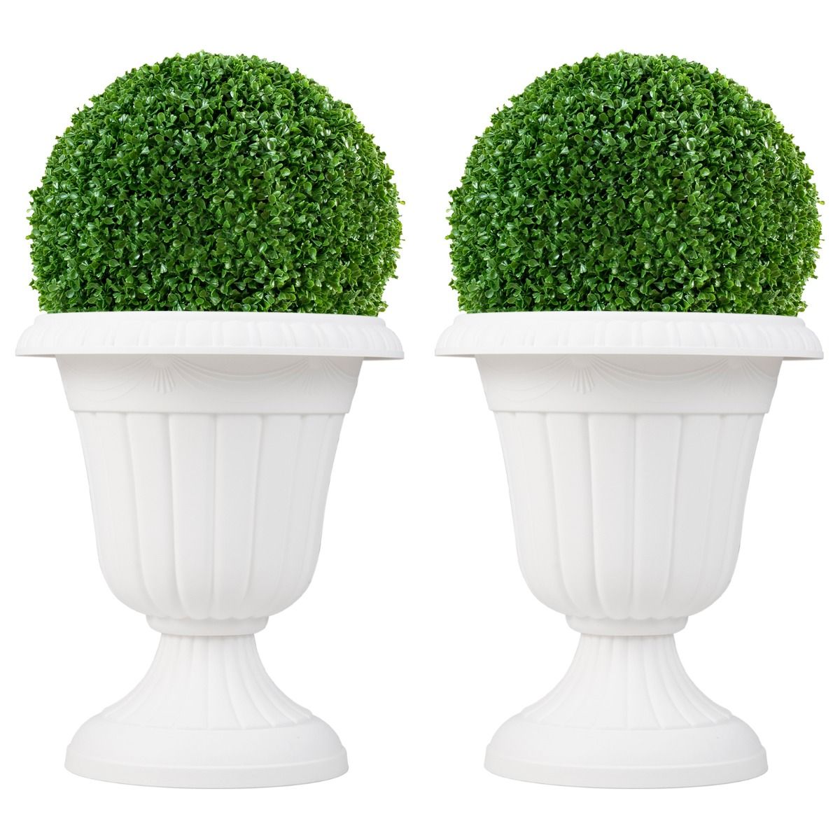 Coast Plantenbak set van 2 - urnvorm - weerbestendig - wit 46,5 cm hoog