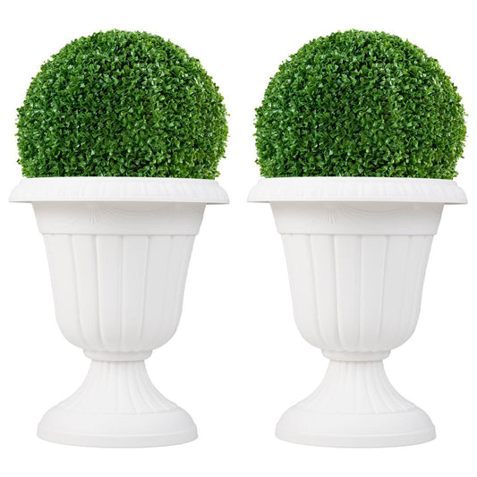 Coast Plantenbak set van 2 - urnvorm - weerbestendig - wit 46,5 cm hoog