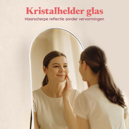 Fraay Passpiegel 160x55cm - Staand & Hangend - Minimalistische Wandspiegel - Staande Spiegel - Wit Mat