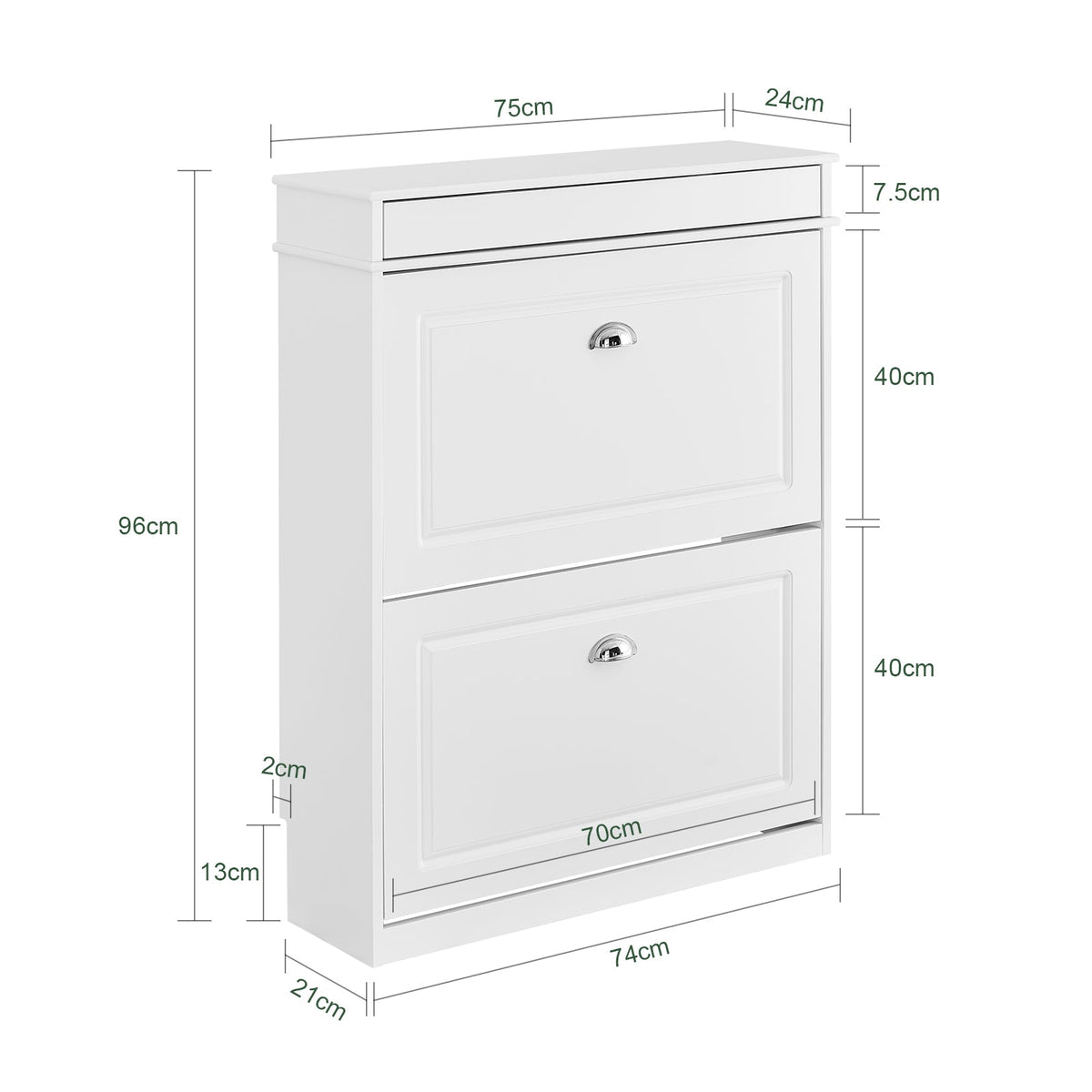 SoBuy Smalle Schoenenkast met 2 Kleppen - Schoenentipper Zwart FSR78-L-W 75 x 24 x 96 cm