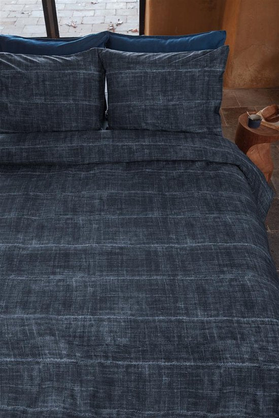 Vtwonen Vintage Indigo dekbedovertrek - Lits-Jumeaux - 240x200/220 - Donker Blauw