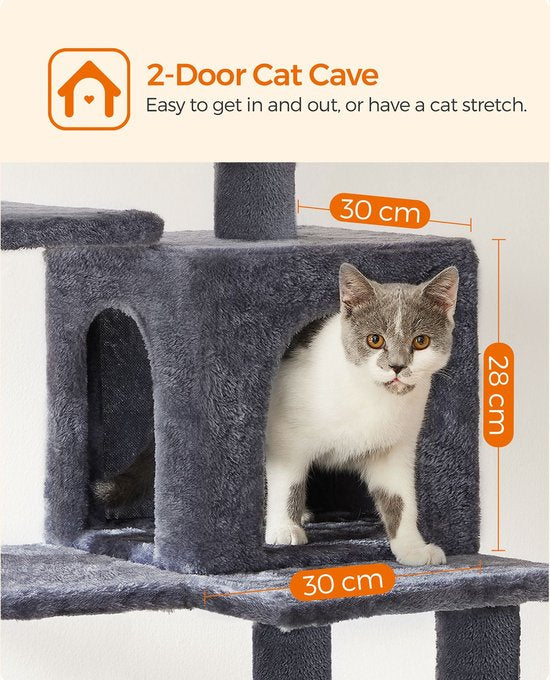 krabpaal - krabpaal met hangmat - Kattenboom 143 cm - rookgrijs