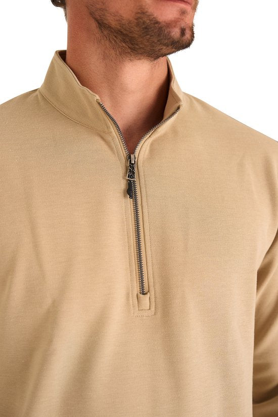 Mario Russo Pique Longsleeve Shirt - Trui Heren - Sweater Heren - Coltrui Heren - XL - Beige