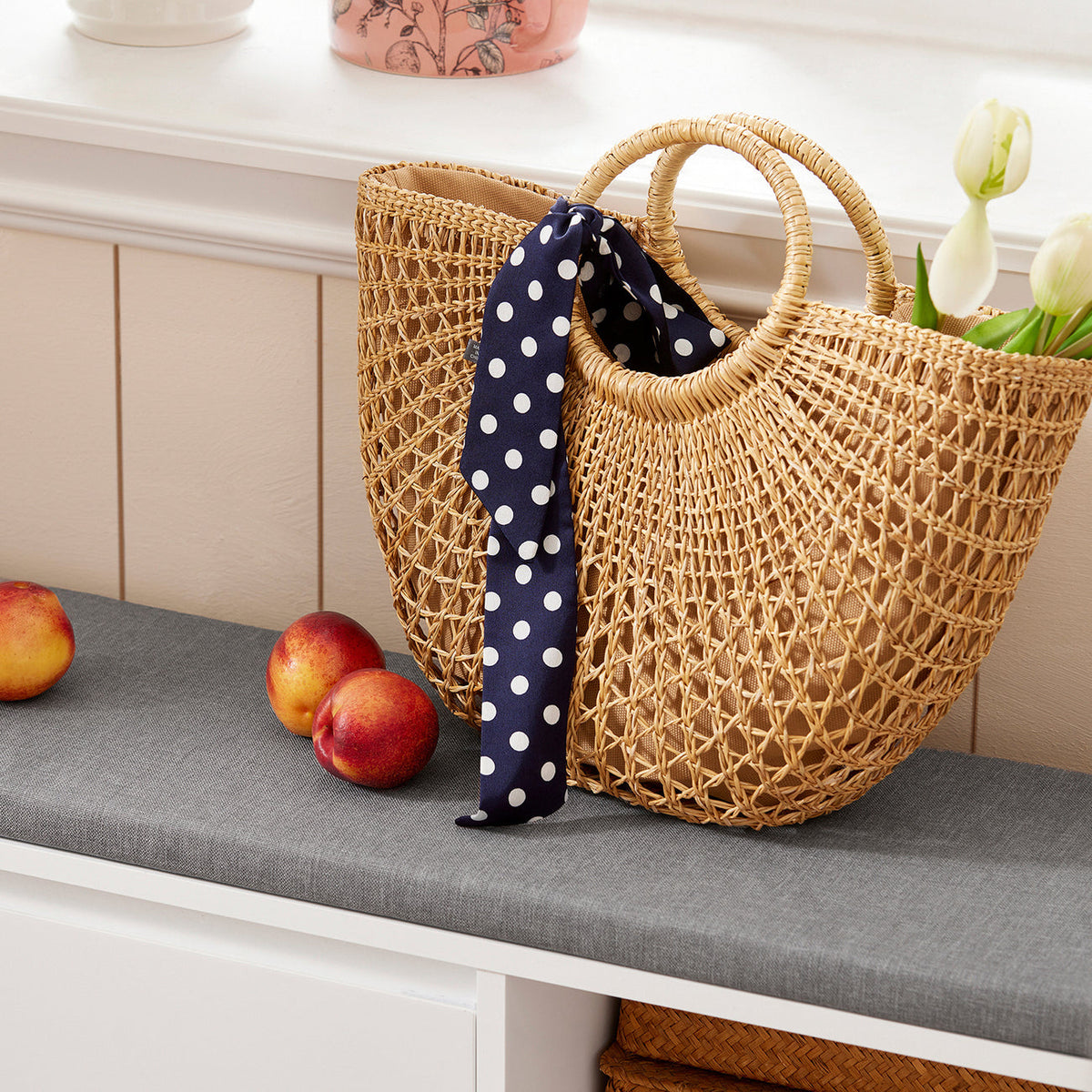 SoBuy FSR119-W Schoenenkast met zitvlak - 90 x 24 x 46 cm - Wit/ Grijs