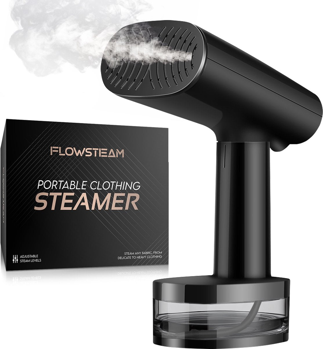 FLOWSTEAM® Luxe Kledingstomer - Handstomer - Stoomapparaat Kleding - Matte Black Edition