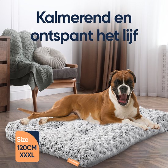 Happysnoots Hondenkussen 120x80cm - Extra Groot - Fluffy - Luxe Hondenbed - Dog Bed - Wasbaar - Grijs