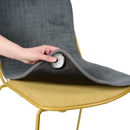 Tristar BW-4772 Elektrisch stoeldeken - Warmtedeken - Wasmachinebestendig - Anti-slip - 110 x 40cm - Fleece -Grijs - Verwarmd Onderrug - Voor 1 stoel/persoon