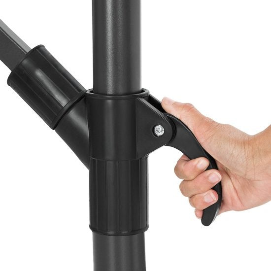 tectake® - Aluminium zweefparasol - Doorsnede 350 cm - Draaibaar - Kantelbaar (traploos verstelbaar) - UV-bescherming - Incl. beschermhoes - grijs