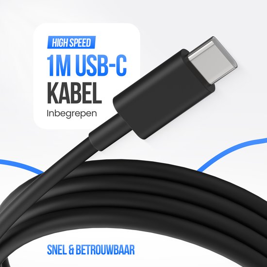 Strex USB-C & USB-A Snellader 25W - GaN Oplader met PD 3.0 & QC 3.0 - Inclusief USB-C Kabel - Zwart