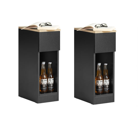 SoBuy Nachtkastje met Lade en Opbergvak - Set van 2 - 20x35x60 cm - Max. 20KG - Zwart