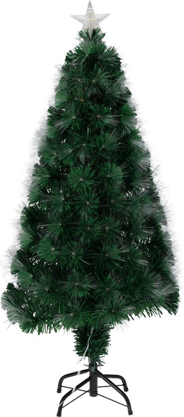 Christmas Decoration Fiber optic kerstboom - sterren led lampjes en piek - 60 cm - 8 functies