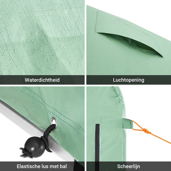 SoBuy KLS11-L-GR Tuinhuis, Waterdichte Buitenkast, Motorstalling met Haken, Fietsgarage en Gereedschapberging, Fietsenstalling, Opslagruimte, Groen, 159x219x165 cm