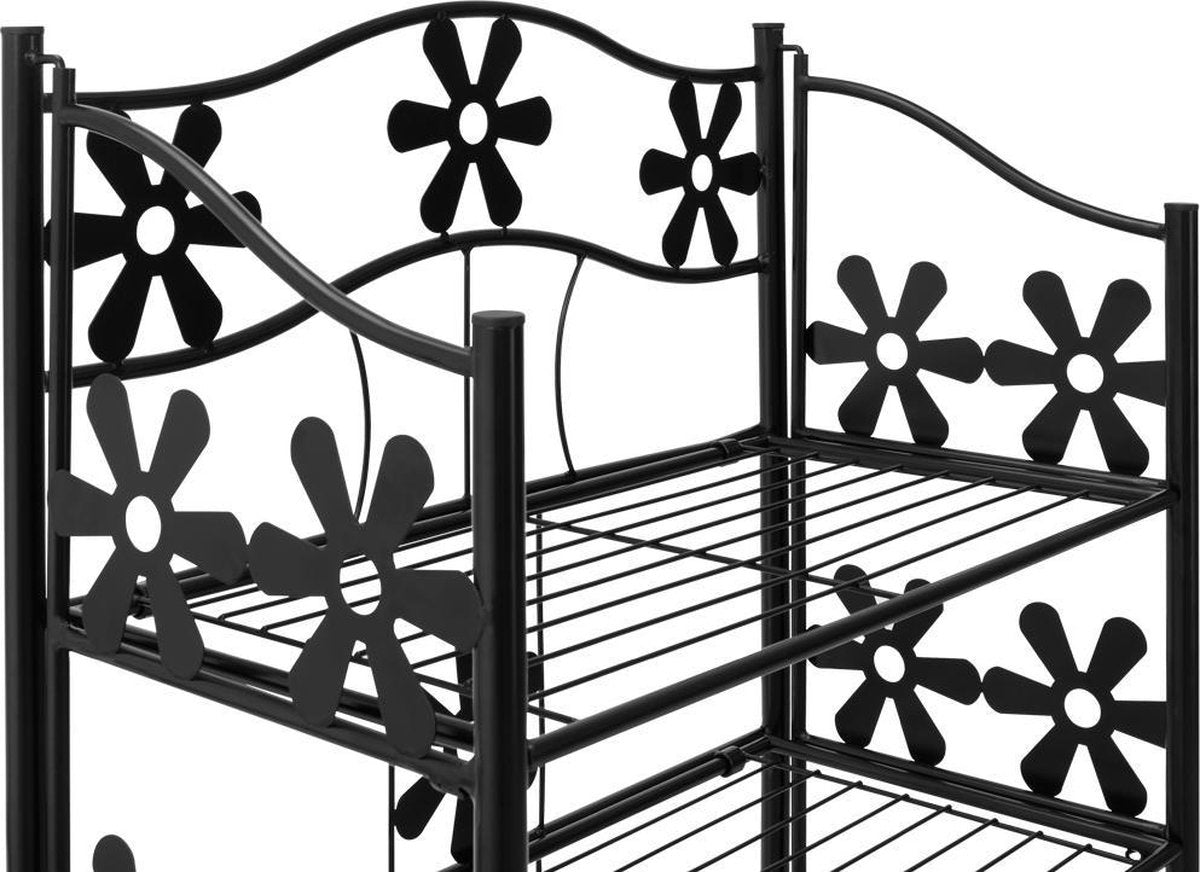 Casaria Plantenrek Etagere – 2 Planken Metaal 50x30x60 cm – Zwart