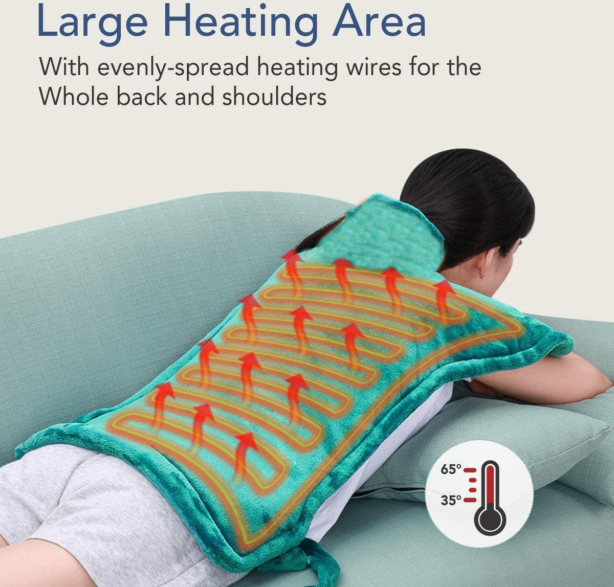 Lifeproducts Elektrisch Warmtekussen - Instelbare Warmte - Elektrisch Deken - Elektrische Warmte mat - Verwarmd Nek, Schouder en Onderrug