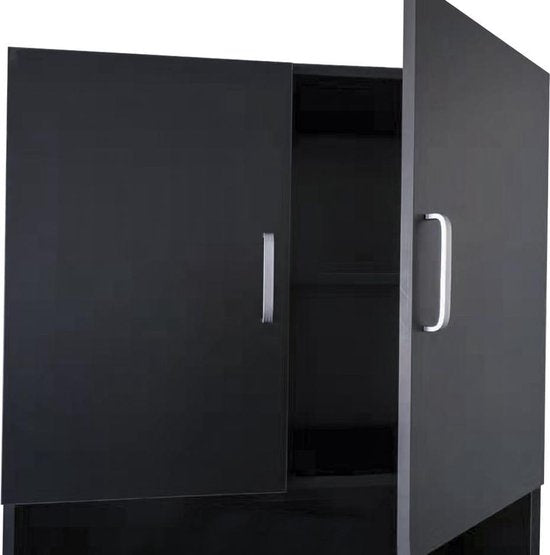 Wasmachine Kast - Wasdroger Ombouw - 190 cm - Zwart