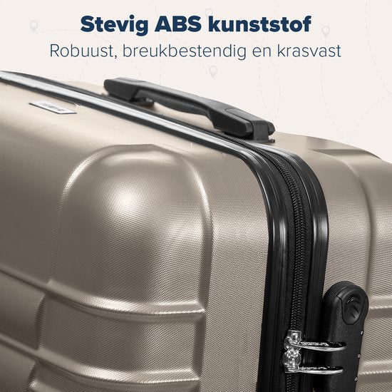 TRVLMORE Handbagage Koffer - 38L - Cijferslot - Lichtgewicht - Trolley - 54x36x20cm - Past binnen 55x40x20 cm - Champagne