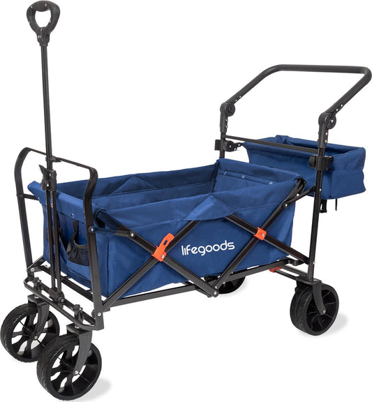 LifeGoods Bolderkar - Opvouwbaar - Tot 120KG - 90L - Wasbaar Polyester - 120x80cm - Blauw