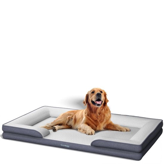 CozySense® Orthopedische Hondenmand 100 x 70 cm - Maat XL - Waterdicht Hondenbed met Wasbare Hoes - Geschikt Als Benchkussen - Wit