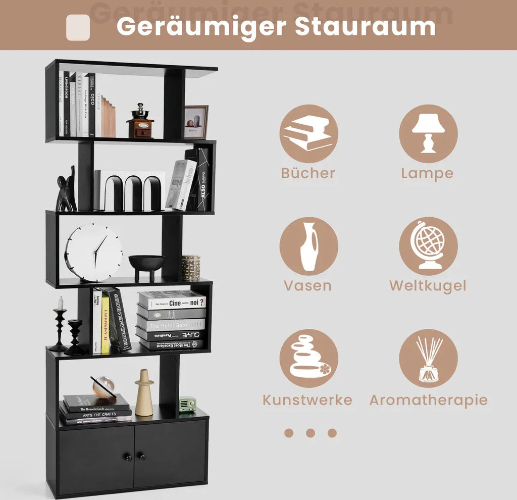 Cost - Boekenkast - Hout - Zwart - 70x23x183 cm