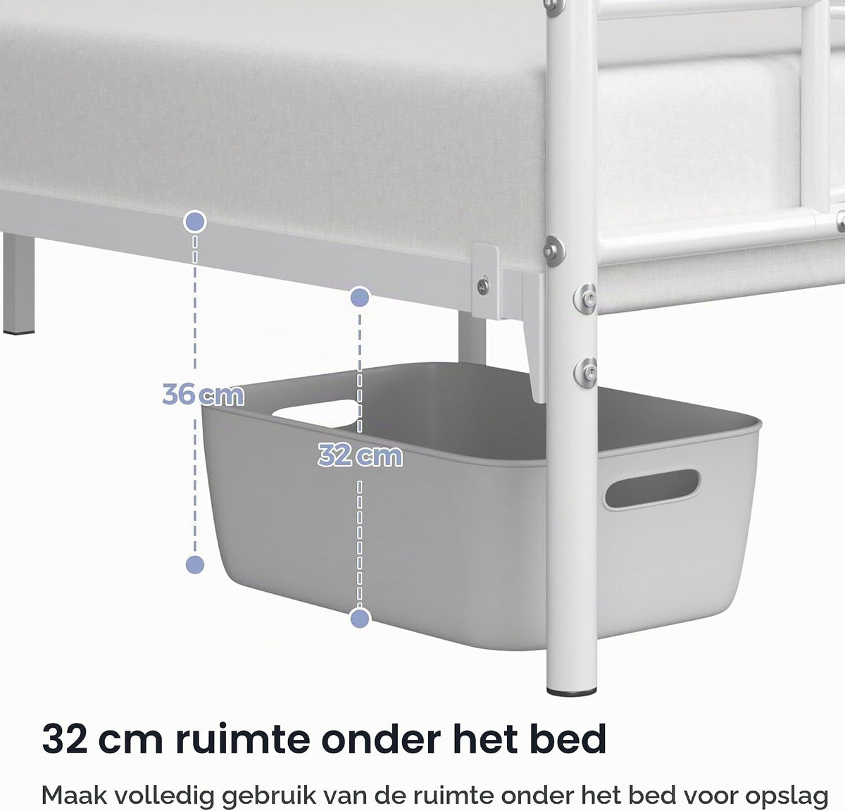 Yaheetech Metalen bedframe - Hoofdbord met kruisdesign - 140 x 200 cm - Wit