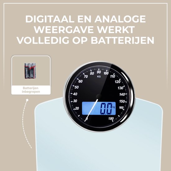 LUCAVITA® Personenweegschaal Dual Display Retro met Meetlint Lichaam - Digitaal - Analoog - Analoge - Beste Koop - Vintage
