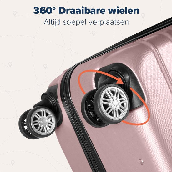 TRVLMORE Kofferset - 2 Delig - 38L Handbagage + 110L Ruimbagage - Lichtgewicht - Trolley - Reiskoffer Set - Roségoud
