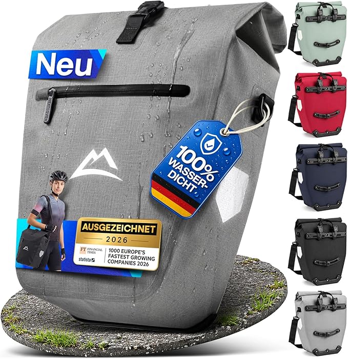 Nextcover Fietstas 28L - TPU - Rolsluiting/Gesp - Bagagedrager - Grijs