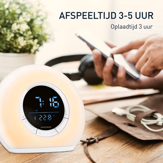 Grundig Wake-Up Light Wekker – Digitale Wekker met Radio en Bluetooth – Lichtwekker met LED-Display – Wake up Light - Wit