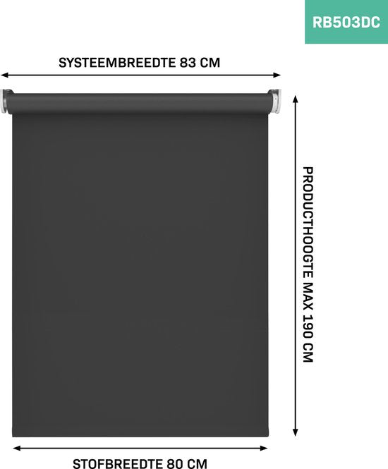 VONROC SMART BLINDS - Elektrisch rolgordijn - Uitbreiding - 80 x 190 - Zwart – Zonder afstandsbediening en oplaadkabel
