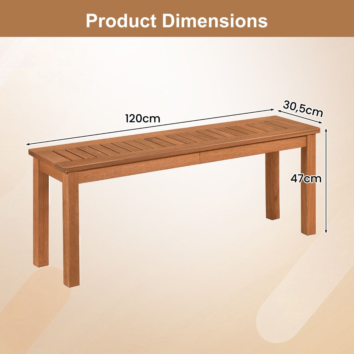 Coast Tuinbank voor 2 personen - massief hout - lattenzitting - naturel - 120 cm