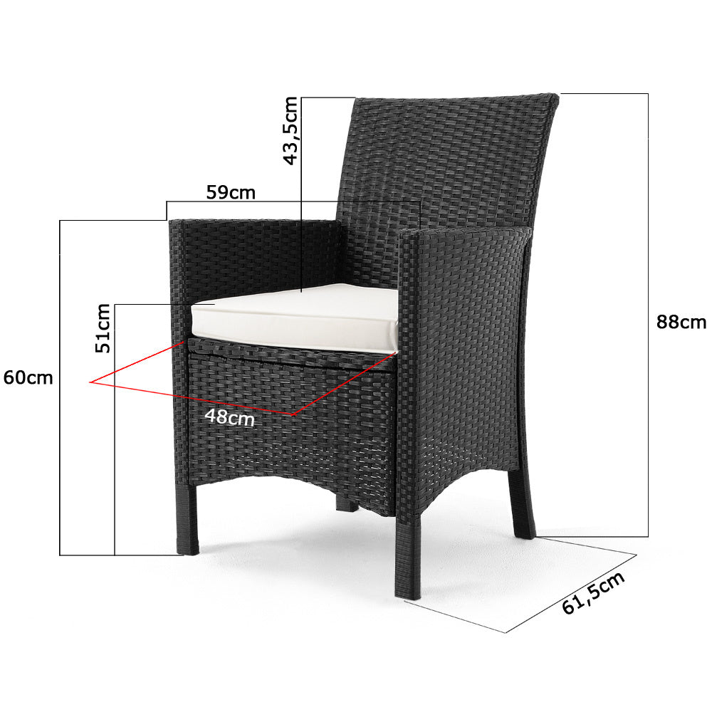 Casaria Polyrattan Tuinset - 8 Stoelen & Kussens & Tafel – Zwart