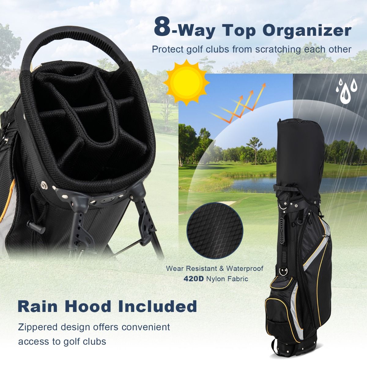 Coast Golftas - 8-vaks organizer - dubbel draagbandsysteem - zwart