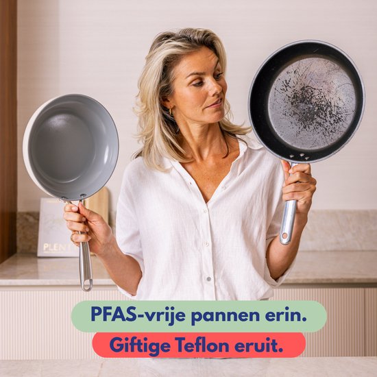 Safecourt Kitchen Keramische koekenpannen - [2 stuks] - Ø 24 cm Pannen - Inductie, Elektrisch, Keramisch & Gas - PFAS & PTFE vrij