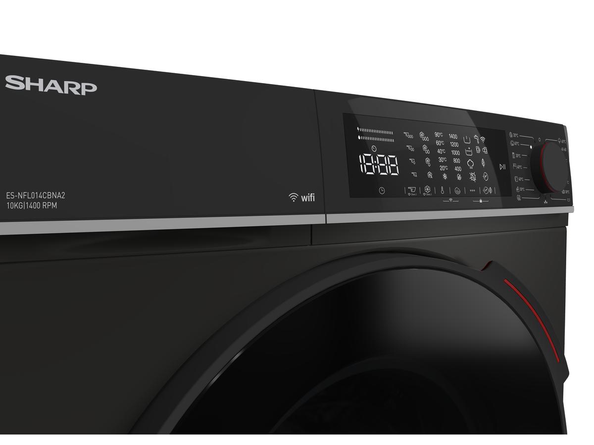 Sharp Wasmachine ESNFL014CBNA2CB - 10 kg - A-label - Mat Zwart