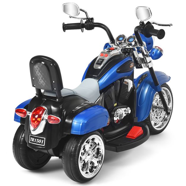 Coast Elektrische Motorfiets – 6V – Met Verstelbare Koplamp & Muziek – Blauw/Zwart – 91 x 48 x 64 cm