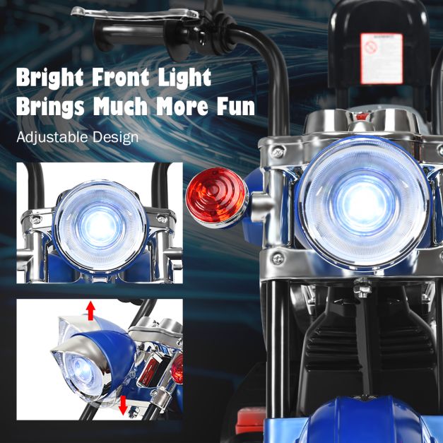 Coast Elektrische Motorfiets – 6V – Met Verstelbare Koplamp & Muziek – Blauw/Zwart – 91 x 48 x 64 cm