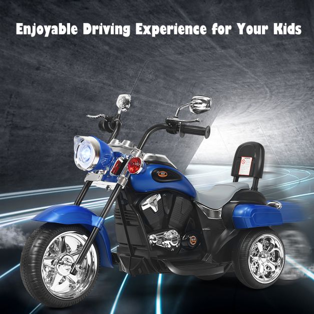 Coast Elektrische Motorfiets – 6V – Met Verstelbare Koplamp & Muziek – Blauw/Zwart – 91 x 48 x 64 cm