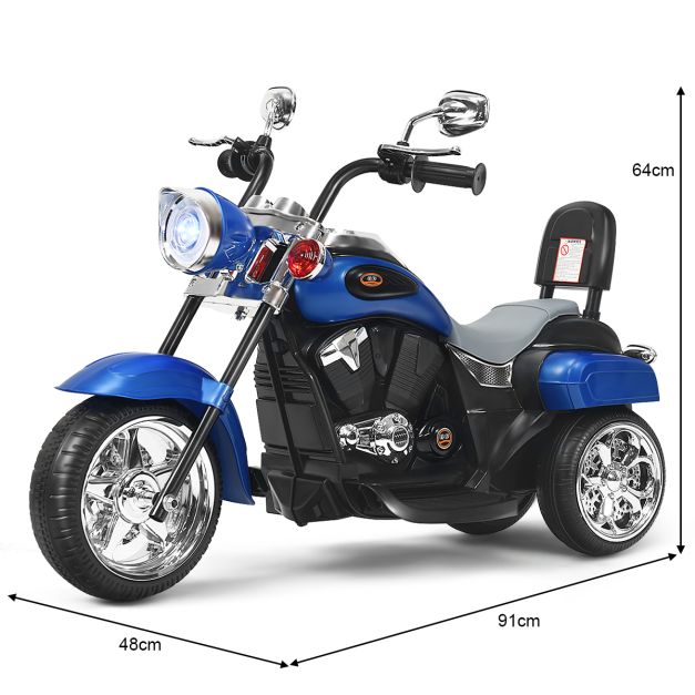 Coast Elektrische Motorfiets – 6V – Met Verstelbare Koplamp & Muziek – Blauw/Zwart – 91 x 48 x 64 cm