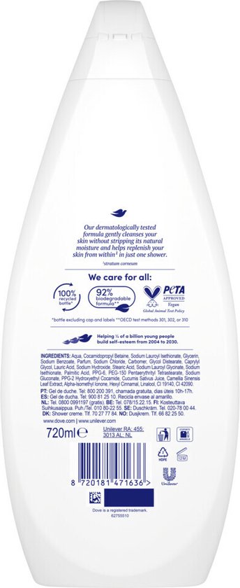 Dove Douchecrème Fresh Care - 12 x 720 ml - Voordeelverpakking