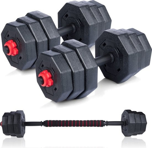 Umbro Halterset - 20 KG - Verstelbare Dumbells en Barbell - Gewichten van 1.25 KG, 1.5KG en 2KG - Kunststof
