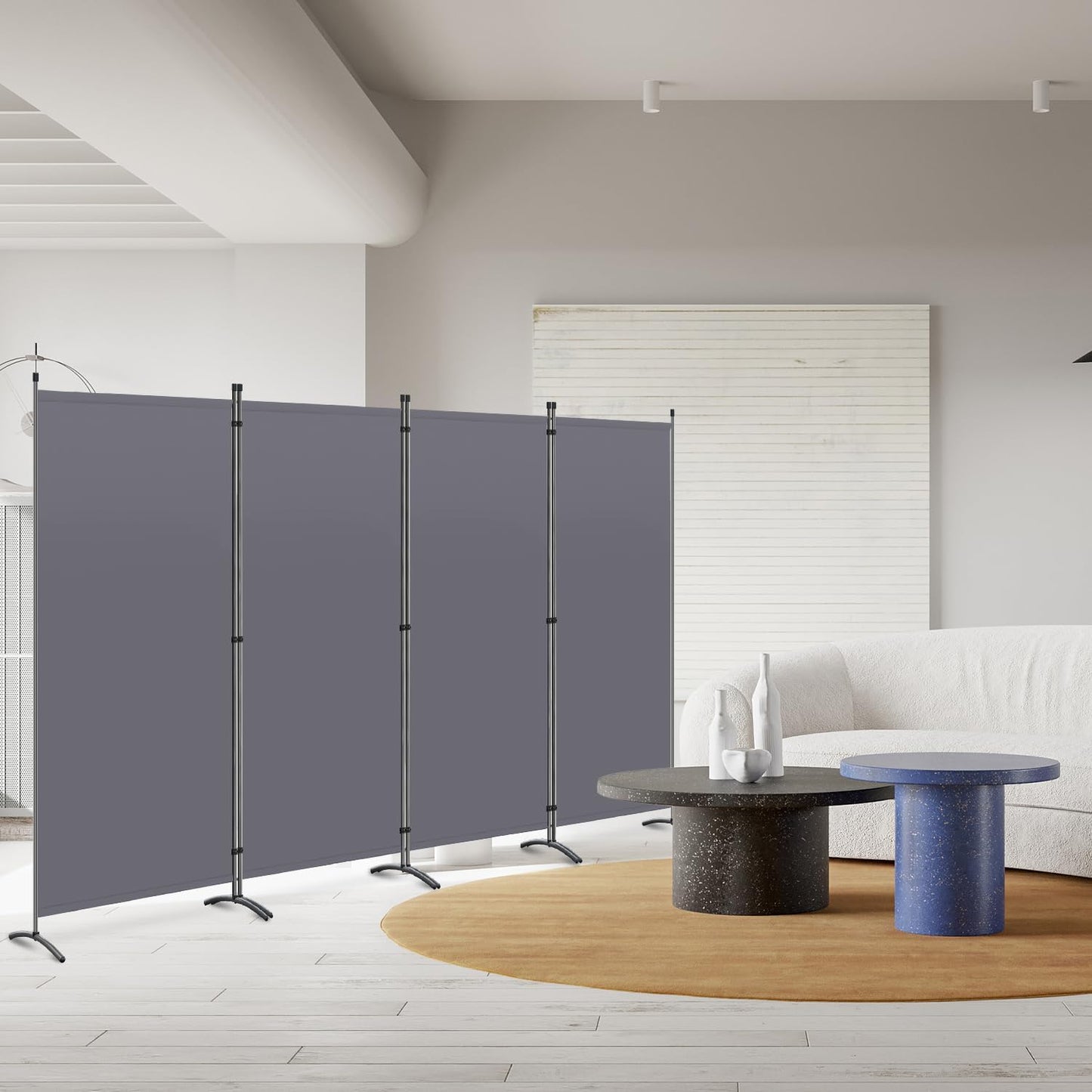 Angel Living Paravent 4-delig – Opvouwbare Scheidingswand 324 x 170 cm – Inkijkbescherming voor Binnen & Buiten – Grijs