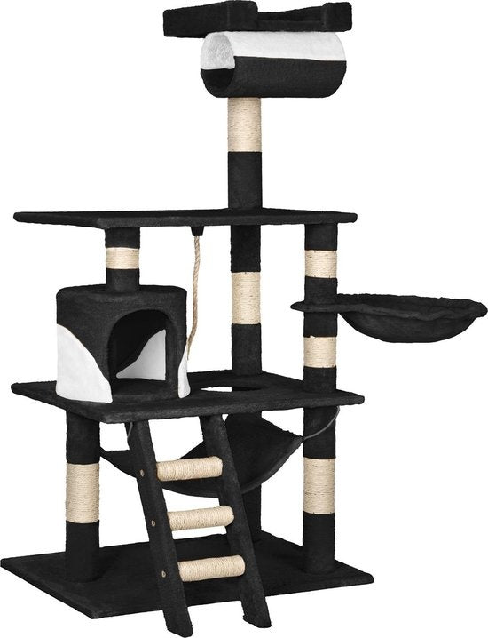 TecTake Stokely krabpaal - 141 cm - Zwart/Wit