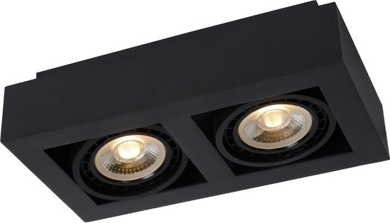 Lucide ZEFIX - Plafondspot (Plafondlamp) - LED Dim to warm - GU10 (ES111) - 2x12W 2200K/3000K - Zwart