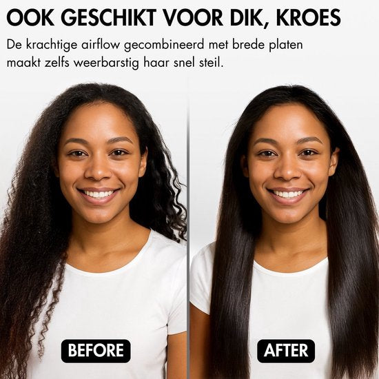 Sansbeauté® Sanstraight Stijltang Wet-to-Dry met Reisetui - 2 in 1 - Haardroger & Stijltangen - Coldshot - 80℃ t/m 140℃ - Hair Straigthener - Haartang - Haar stijltang - Lisseur Cheveux - Alternatief Stoomstijltang